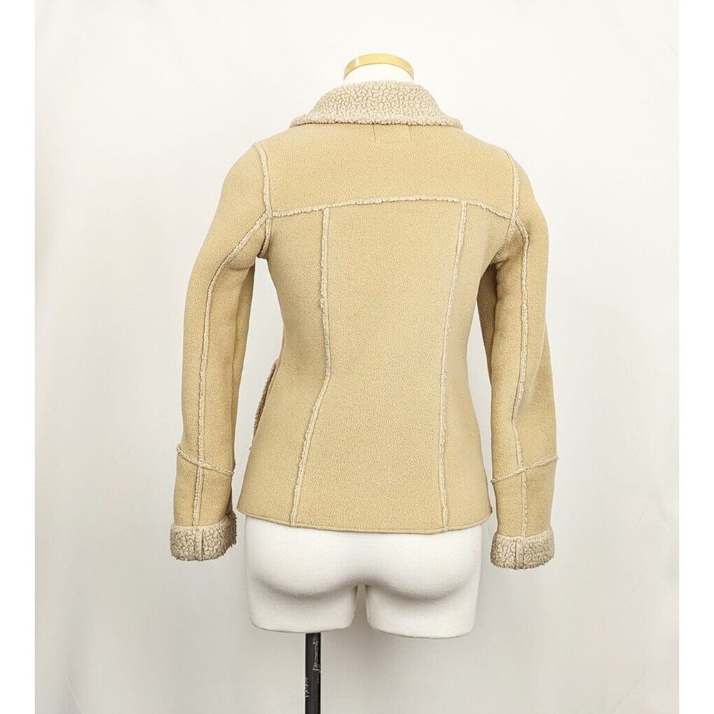 Vintage Y2K Old Navy Jacket Tan Fleece Faux Ranch Chore Women's Size XS - Picture 5 of 8